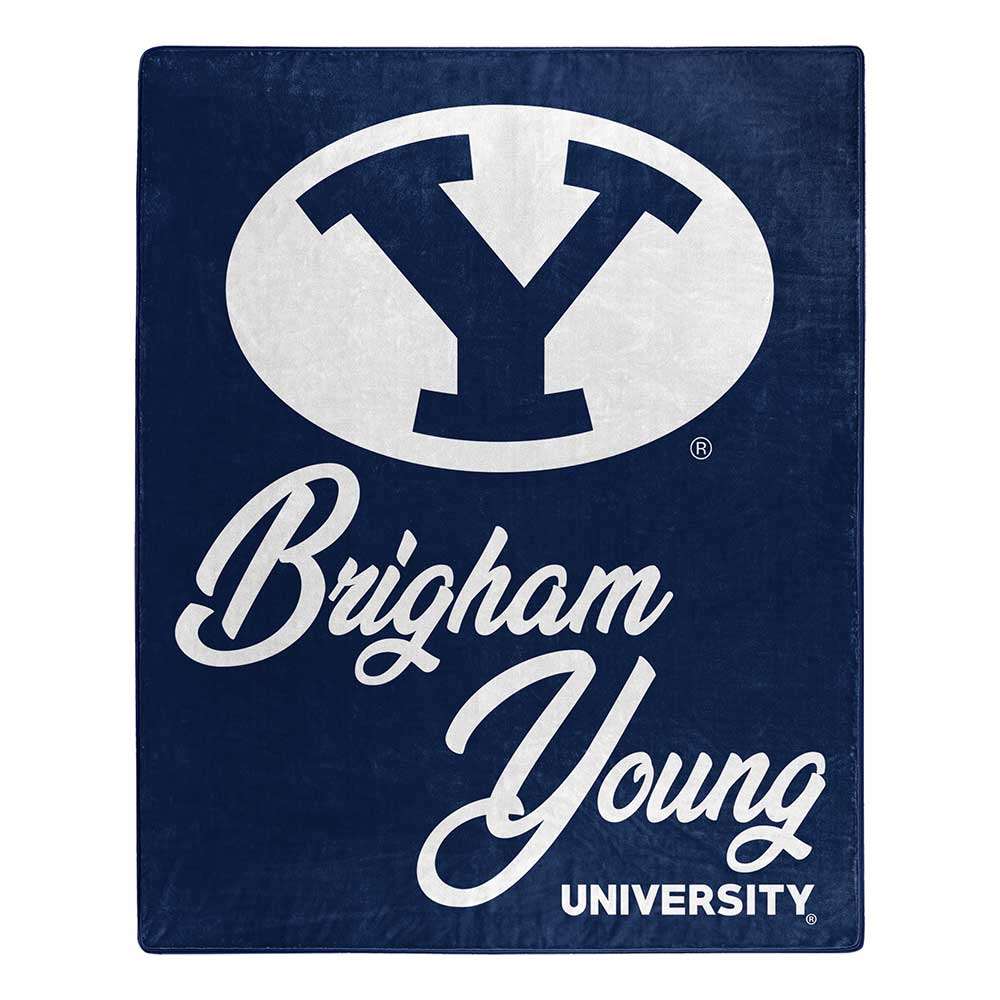 BYU Cougars Signature Raschel Plush Throw Blanket 50X60 