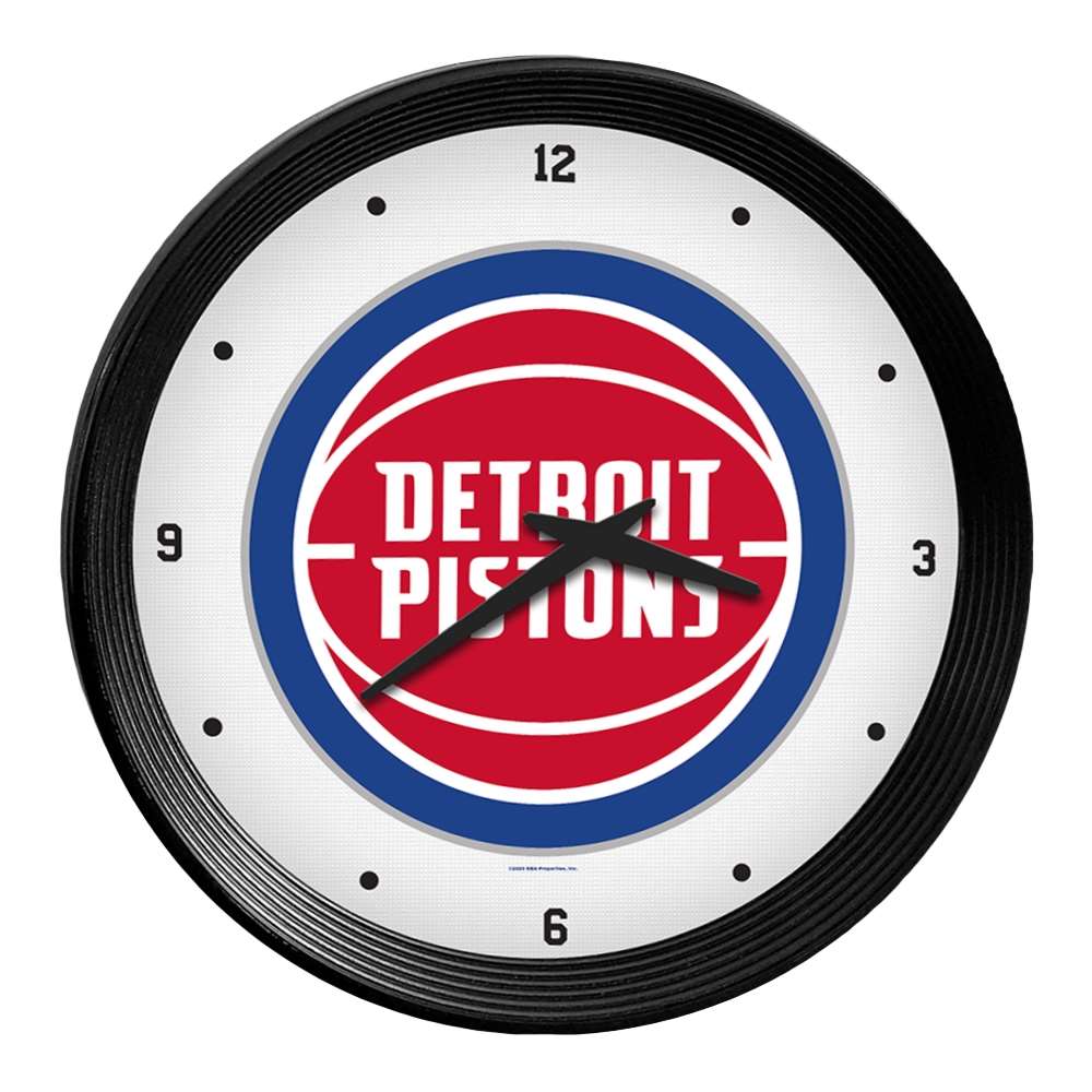 Detroit Clock Detroit Pistons Ribbed Frame Wall Clock