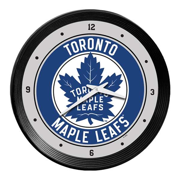 Toronto Clock Display Design Toronto Maple Leafs: Ribbed Frame Wall Clock