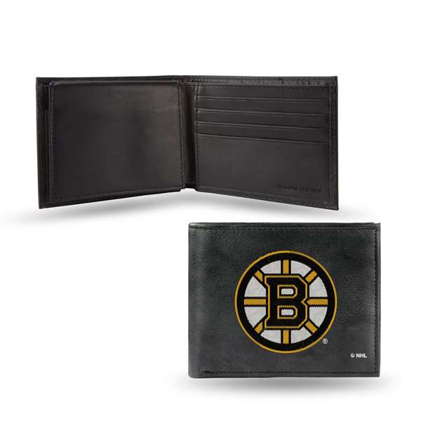 Boston Bruins Embroidered Genuine Leather Billfold Wallet 3.25